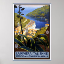 "La affiche vintage de voyage de la Riviera Italie