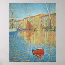 La balise rouge par Paul Signac, Pointillism vinta Affiche