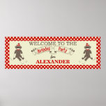 La bannière de fête d'anniversaire de singe de cha poster