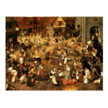 La bataille entre le carnaval et prêtée carte postale