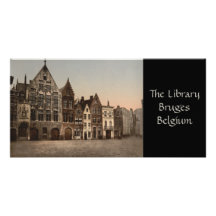 La bibliothèque, Bruges, Belgique Cartes De Vœux Avec Photo