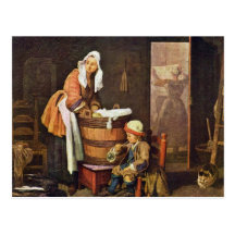 La blanchisseuse, par Chardin Jean-Baptiste Siméon Cartes Postales