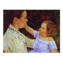 La caresse de l'enfant. c. 1890, Mary Cassatt Cartes Postales