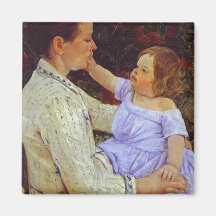 La caresse de l'enfant. c. 1890, Mary Cassatt Magnets Pour Réfrigérateur