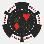 La carte adapte au jeton de poker adhésif rond