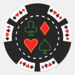 LA CARTE ADAPTE AU JETON DE POKER AUTOCOLLANT ROND