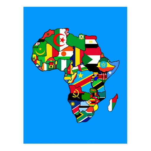 La carte africaine des drapeaux de l'Afrique dans  Carte Postale