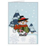 La carte de la saison mignonne de bonhomme de neig