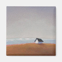 La Chambre de plage - joli art de paysage de bord  Aimant