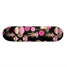 La chaussette rose Girly mignonne Monkeys des fill Skateboards Personnalisés