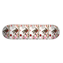 La chaussette rouge et rose mignonne Monkeys le mo Plateaux De Planche À Roulettes