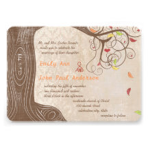 La chute colore l'arbre sur l'invitation vintage d