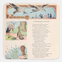 La cigogne et le Fox des fables Autocollants