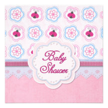 La coccinelle fleurit le baby shower invitations