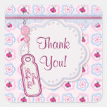 La coccinelle fleurit le baby shower - Merci Sticker Carré