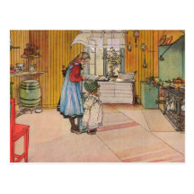 "La cuisine" par la copie d'art de Carl Larsson Cartes Postales
