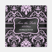 La damassé élégante de rose en pastel et de noir f aimant