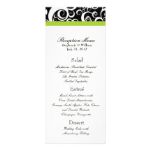 La damassé élégante tourbillonne menu de réception invitation personnalisée