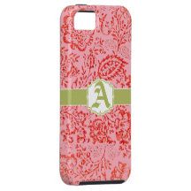 La damassé rouge et rose vintage a personnalisé l' iPhone 5 case