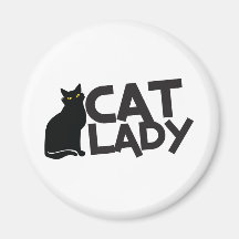 la dame de chat avec le jaune furtif de chat noir  aimant pour réfrigérateur