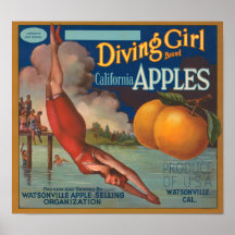 La de caisse de fruit de pommes de la Californie d Poster