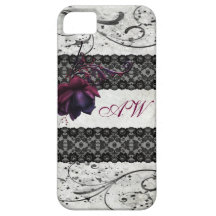 La dentelle et gothique noirs se sont levés étui iPhone 5