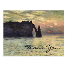 La falaise de Monet, Etretat, coucher du soleil Cartes Postales