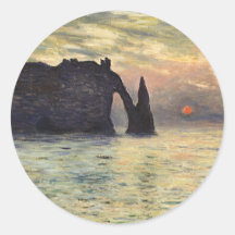 La falaise, Etretat, coucher du soleil par Monet,  Autocollants