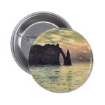 La falaise, Etretat, coucher du soleil par Monet,  Badge Avec Épingle