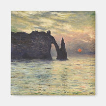 La falaise, Etretat, coucher du soleil par Monet,  Magnets Pour Réfrigérateur
