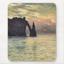 La falaise, Etretat, coucher du soleil par Monet,  Tapis De Souris