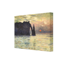 La falaise, Etretat, coucher du soleil par Monet,  Toile Tendue