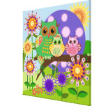 La famille de hibou dans un imaginaire floral a en toiles tendues