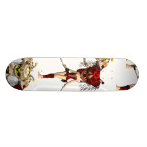 La fée branche la planche à roulettes sur table d'