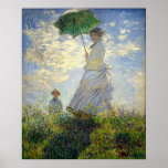 La femme de Monet avec un parasol (la balade/prome Posters
