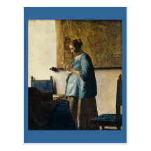 La femme de Vermeer dans le bleu lisant une lettre Carte Postale