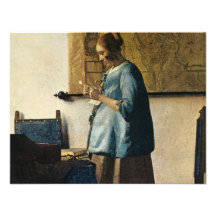 La femme de Vermeer dans le bleu lisant une lettre Invitations Personnalisées