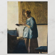 La femme de Vermeer dans le bleu lisant une lettre Prospectus En Couleur