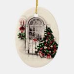 La fenêtre vintage de Noël allume l'ornement
