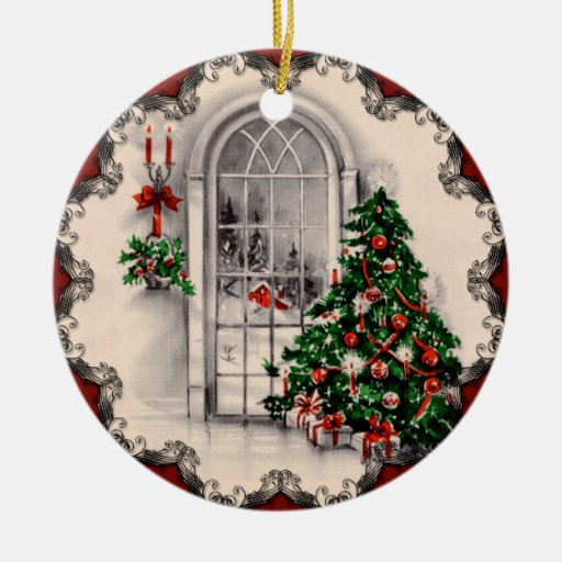 La fenêtre vintage de Noël allume l'ornement