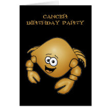 La fête d'anniversaire de crabe de bande dessinée  cartes de vœux