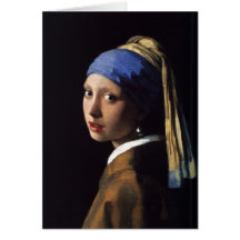 La fille avec la boucle d'oreille de perle par Ver Carte De Vœux
