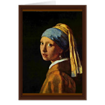La fille avec une boucle d'oreille de perle., par  carte de vœux