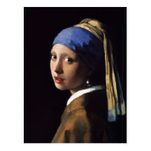 La fille avec une boucle d'oreille de perle par Jo Carte Postale