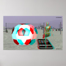 La fille Hollywood du football de la plage 3D voya Affiches