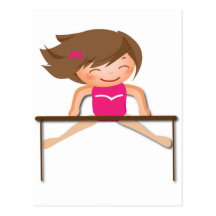 La fille personnalisée de GYMNASTIQUE barre des ca Carte Postale