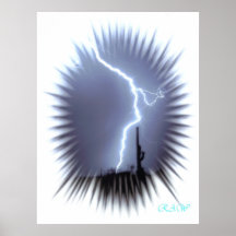 La foudre silhouette un cactus de Saguaro - éclair Posters