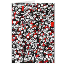 La foule dans la carte de note rouge