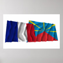 La France et drapeaux de ondulation proposés de Ré Affiche