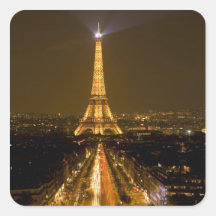 La France, Paris. Vue de nuit de Tour Eiffel Autocollant